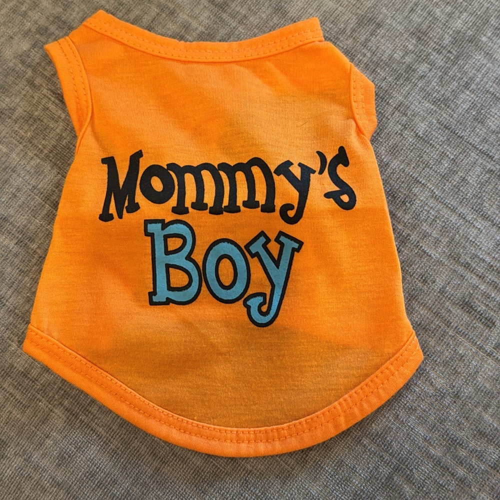Orange Dog Shirt with 'Mommy's Boy' Print